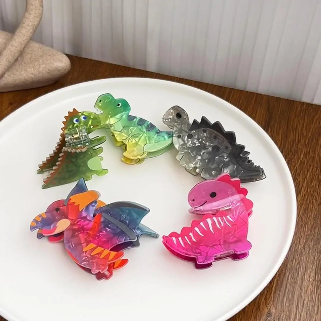 

1 шт. женская красочная градиентная заколка в виде когтя динозавра, милая маленькая заколка для волос в виде динозавра для выскакивания волос на затылке