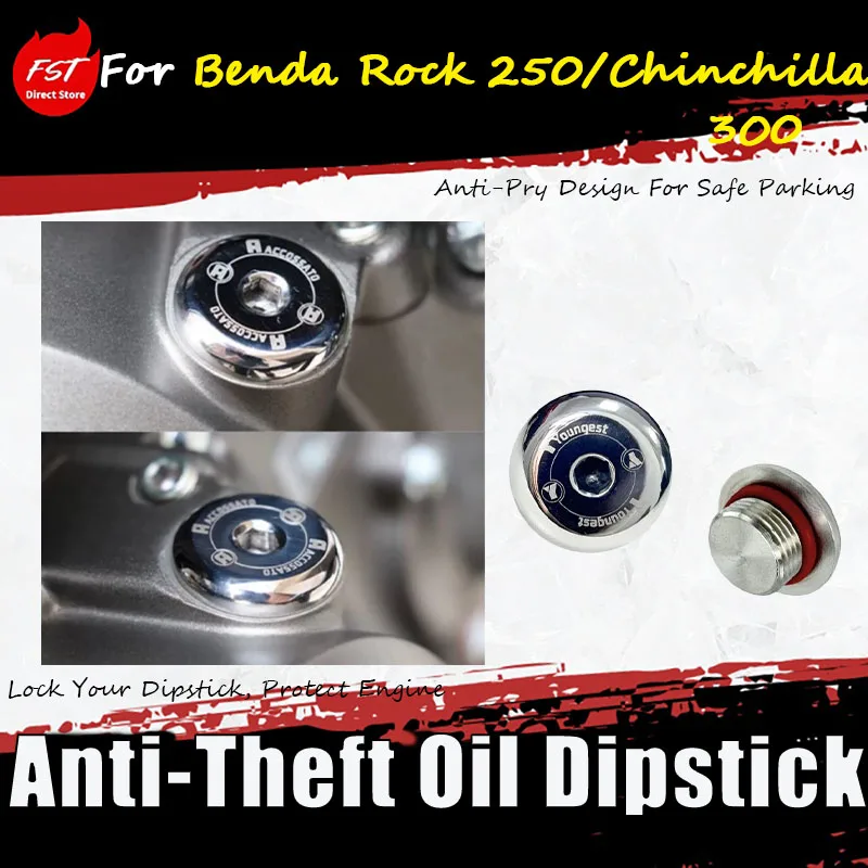 For Benda Rock 250/Chinchilla 300, replaceable accessories include stainless steel anti-theft oil dipstick Oil Drain Plug