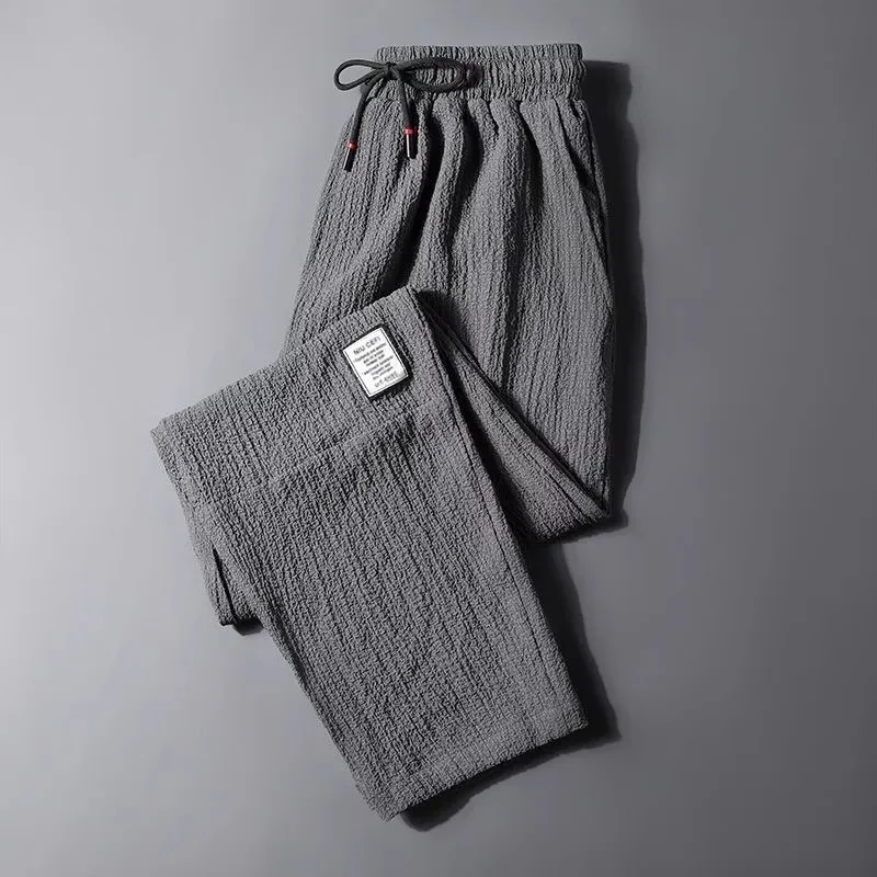 Men's Casual Loose Cotton Linen Pants Summer Breathable Workwear Ice Silk Ultra-Thin Wear-Resistant Comfortable Cotton Linen ...