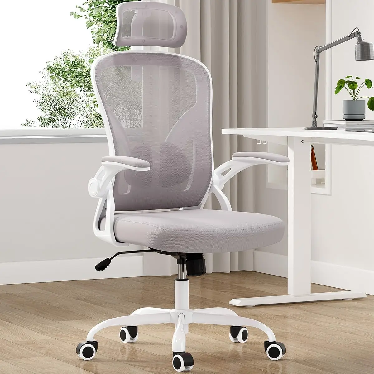 Ergonomic Office Chair,Home Office Desk Chair with Headrest,High Back Computer Chair with Flip-up Armrests and Adjustable Lumbar