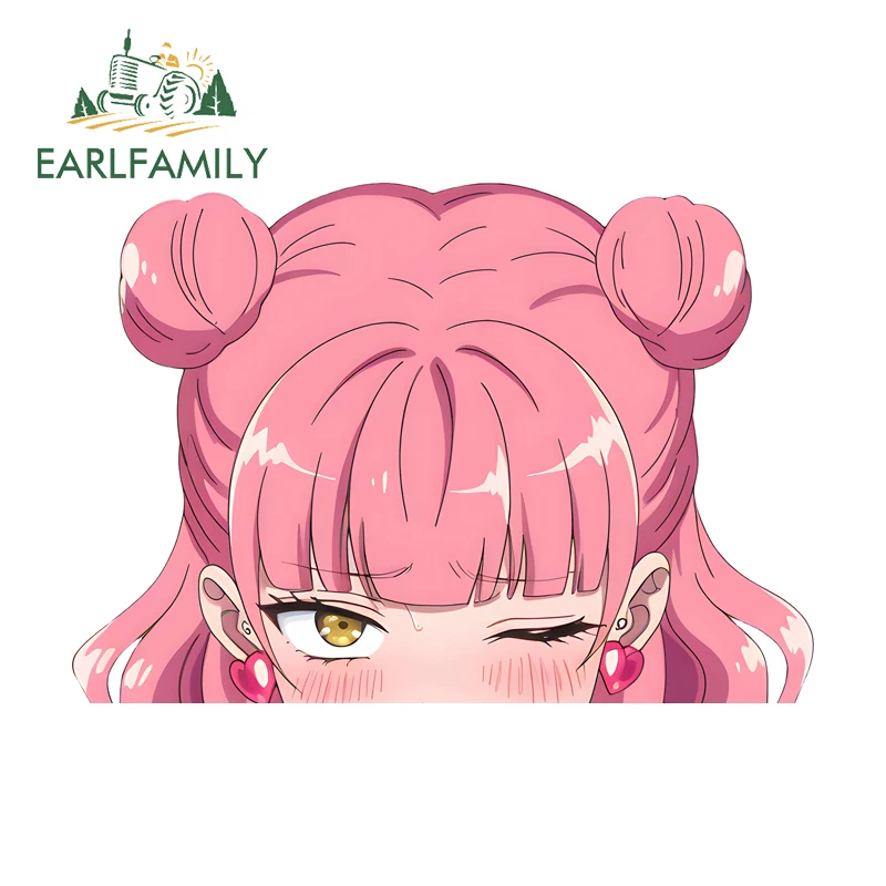 

EARLFAMILY Miyu Shy Peeking Car Sticker Sunscreen New Anime Girl Skateboard Vinyl Windows Decal Waterproof Suitable For RV ATV