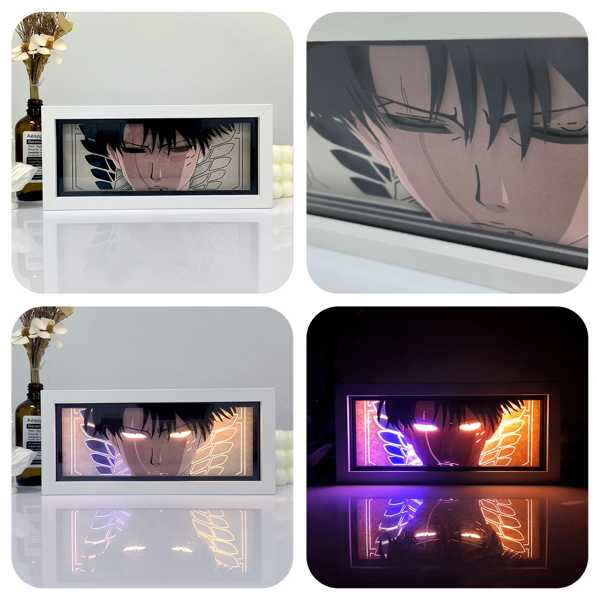 Anime Paper carving Box Light Remote control model multiple colors Gamer Bedroom Decoration party present