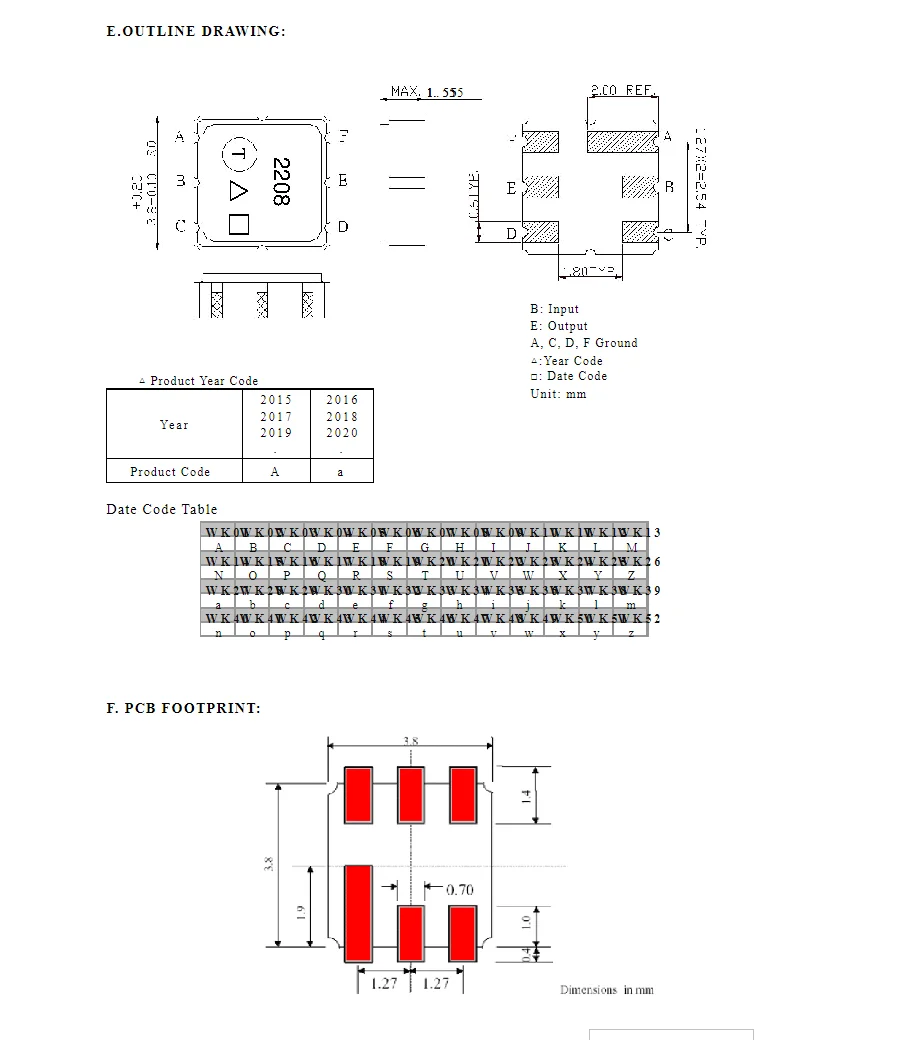 (10PCS) TA2208A 416MHz marking 2208 brand new original packaged SMD SAW filter