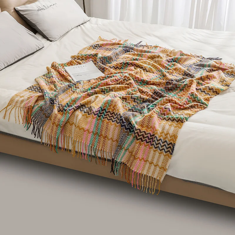 Bohemian Plaid Sofa Blanket Summer Knitted Comfortable Soft Blankets for Bed Sofa Cover Bedspread Office Nap Blanket