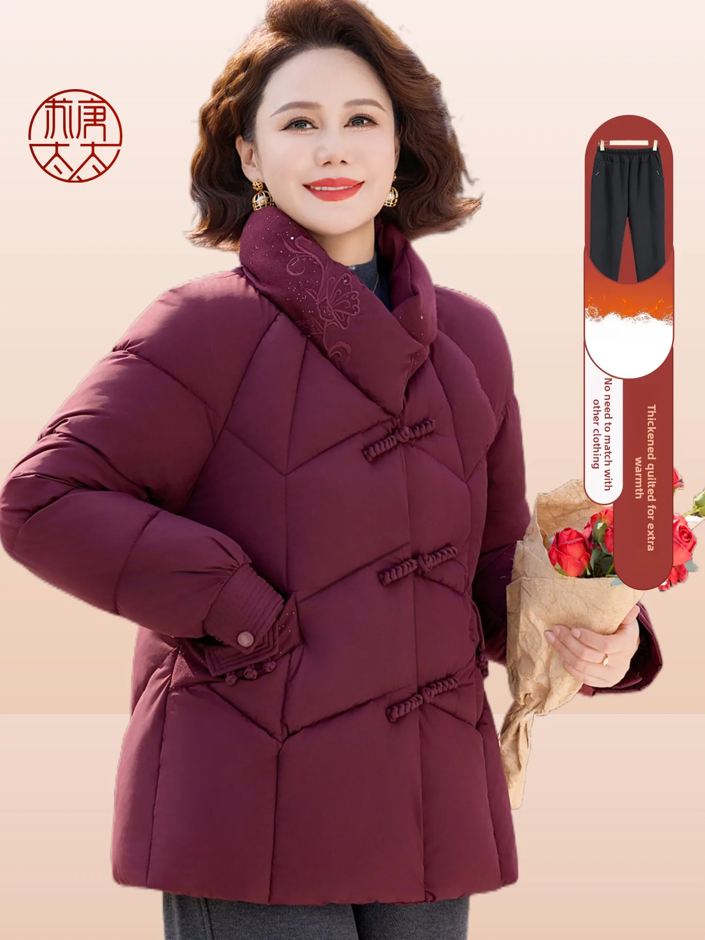 

Модная утепленная хлопковая куртка с воротником-стойкой на пуговицах для женщин среднего возраста, новая зимняя теплая молодежная верхняя одежда