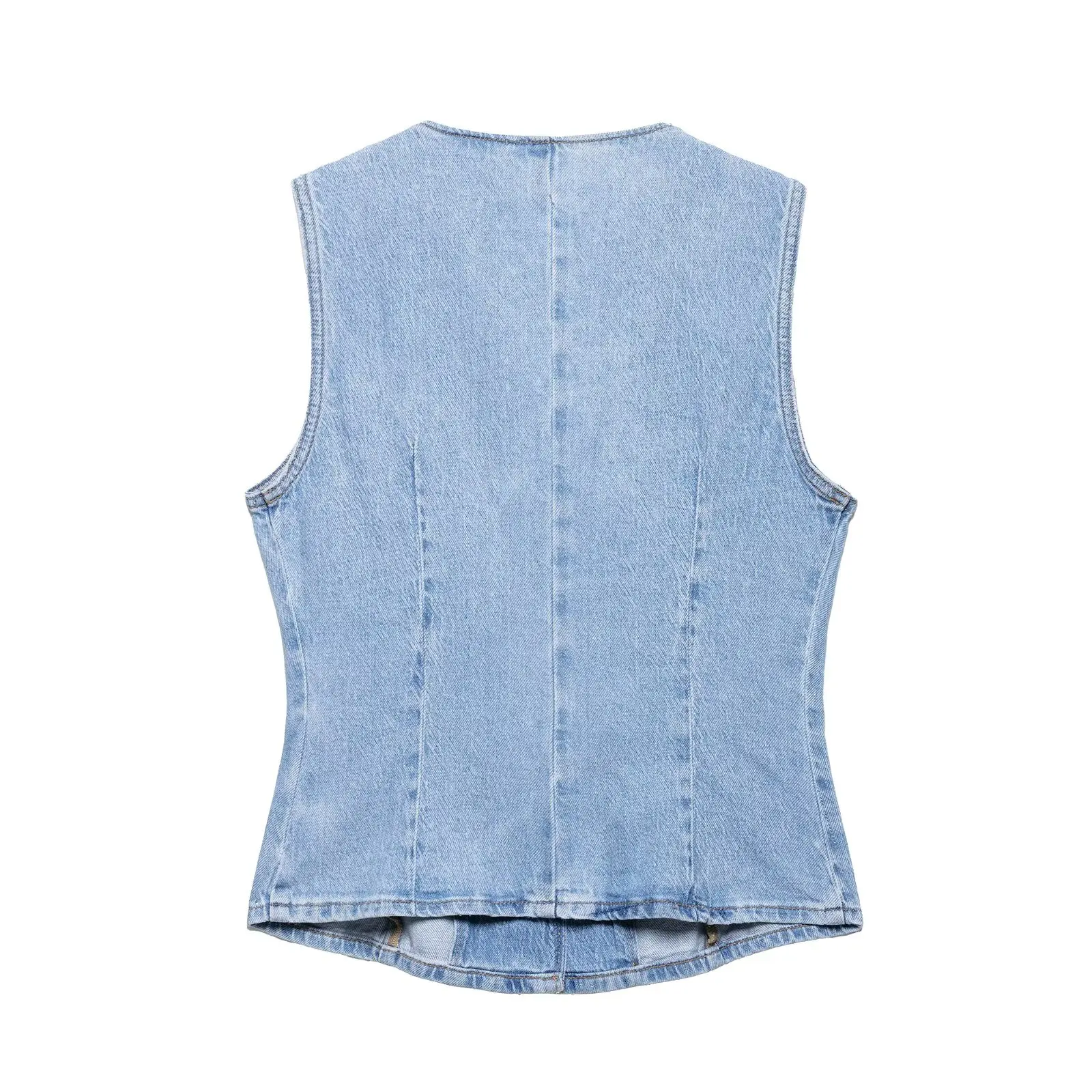 Casual Solid Chic Waistcoat Women Single Breasted Sleeveless Top Elegant Denim Women's Spring Tank Vest Tops Fashion