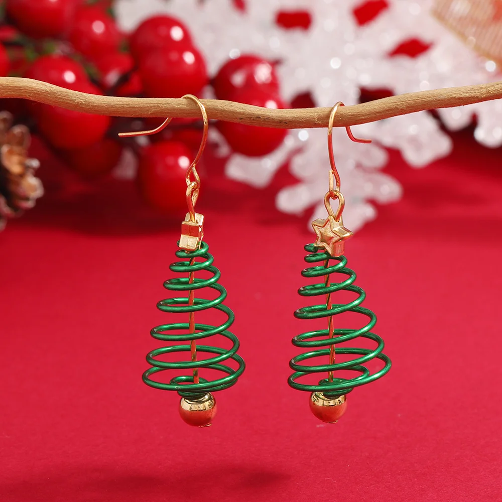 

Christmas Tree Shape Fashion Creative Stars Dangle Earrings For Women Temperament Jewelry A Gift