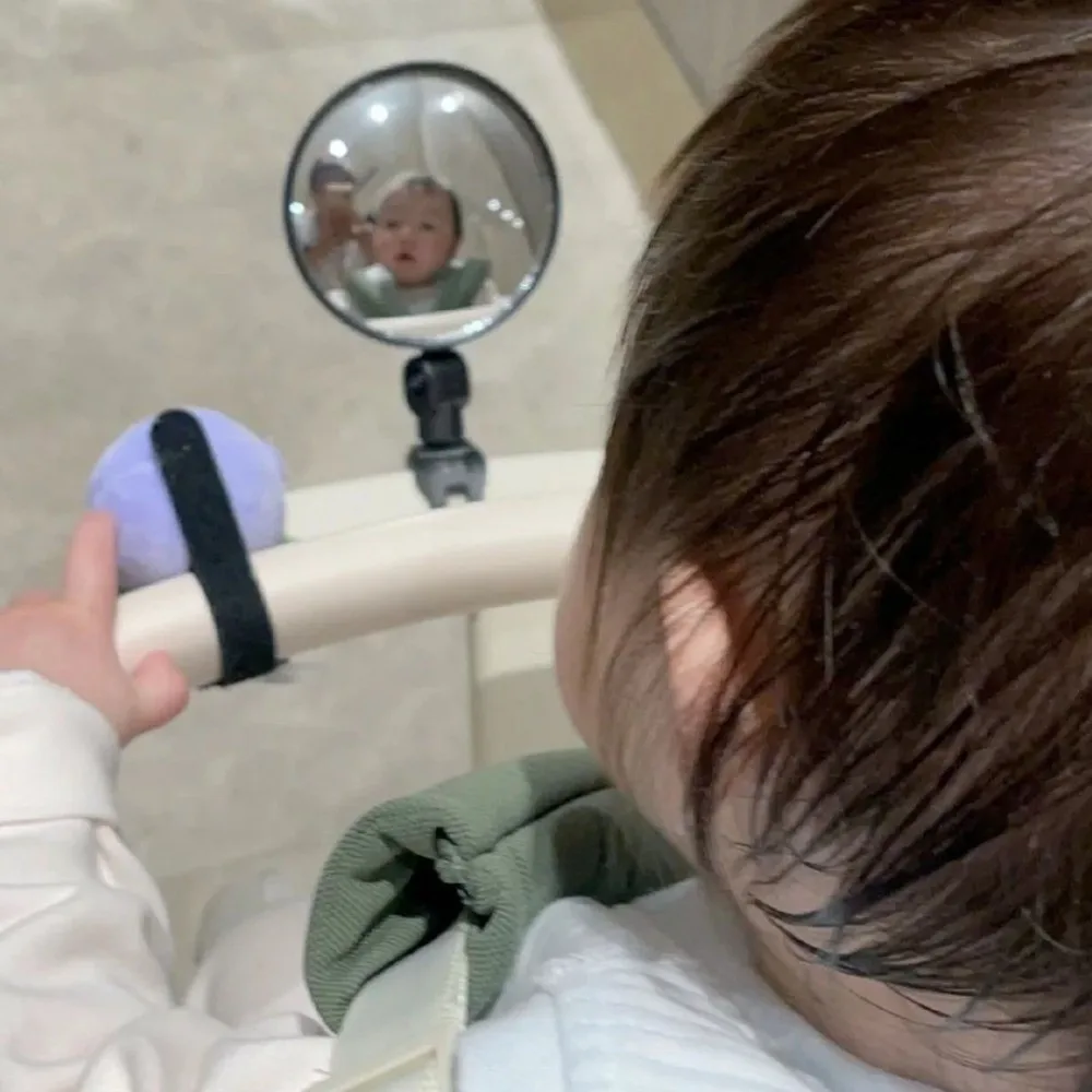 Wide Angle Stroller Rearview Mirror Adjustable Acrylic Universal Wide Angle Convex Clamp Mount Safety