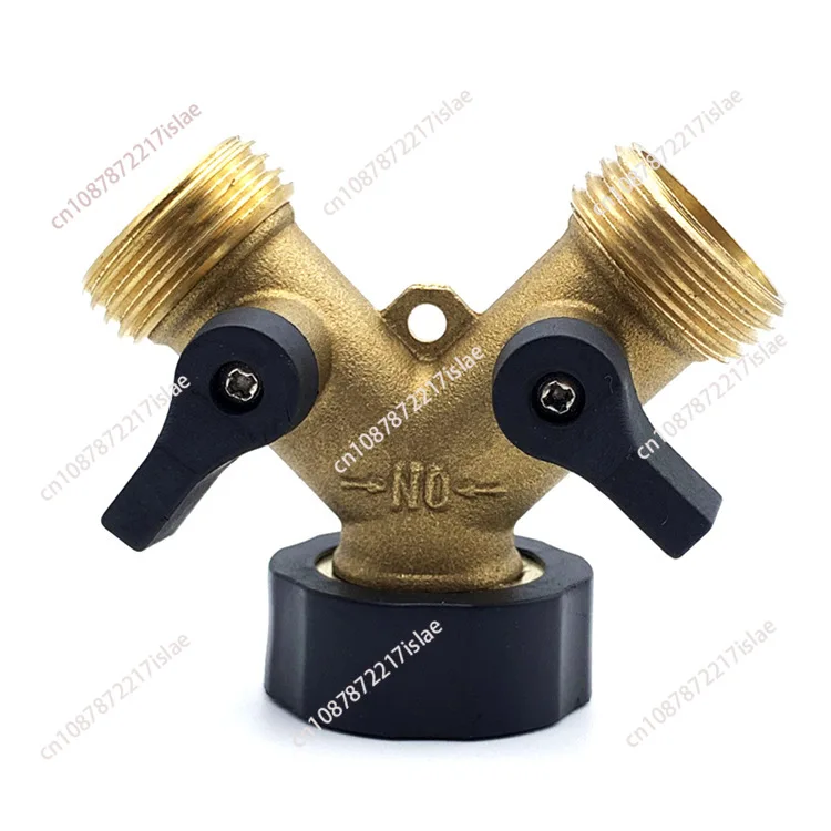 Brass garden ball valve garden faucet tee hose diverter one point two Y type double pass connector