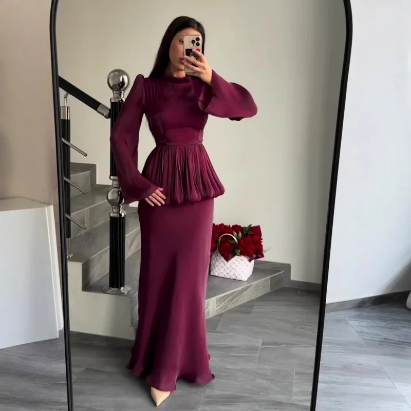 

2025Spring New Elegant Retro Sweet Long Sleeve Long Dress with Design Sense