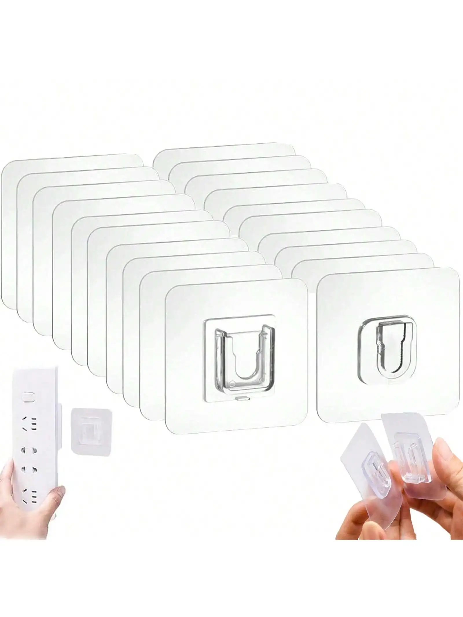 5/10 pares de ganchos de parede adesivos dupla face transparentes-kit de cabide de porta montado-cabides adesivos sem broca para banheiro, cozinha