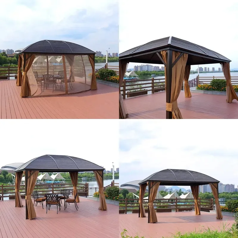 Outdoor Garden Gazebo Modern Party Galvanized Hardtop Metal Frame 3x4M Luxury