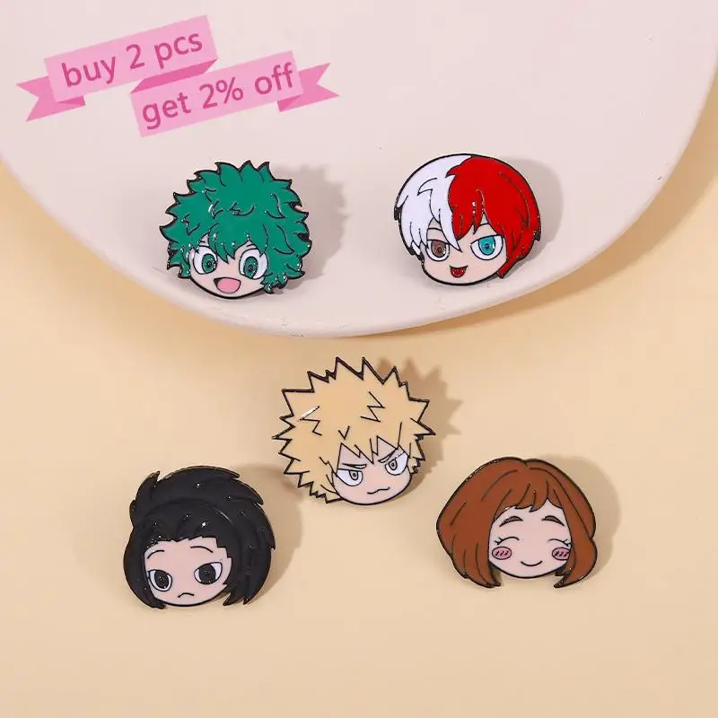 Pins Custom deku Todoroki Shoto URARAKA Katsuki Brooches Lapel Badges Cartoon Jewelry Gift for Kids Friends Hero Academia Enamel