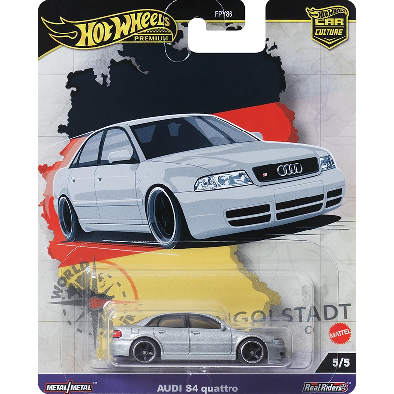 

Mattel Hot Wheels Premium Car Culture World Tour Toys Boys Audi S4 Quattro 1/64 Diecast Vehicles Models Collection Gift