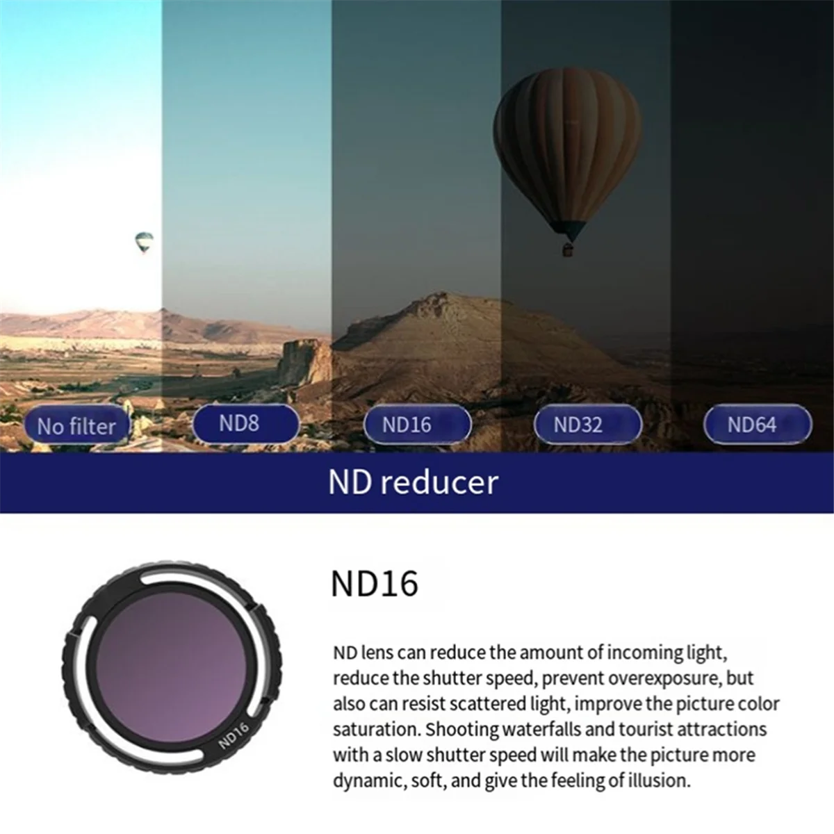 Объектив из алюминиевого сплава ND16 Фильтр для объектива для дрона Avata 2, водонепроницаемый, с защитой от белого ультрафиолета