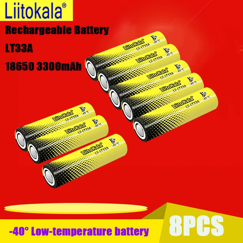 

8PCS LiitoKala Lii-LT33A 18650 3300mah 3.7V Rechargeable Battery for -40° Low-temperature battery