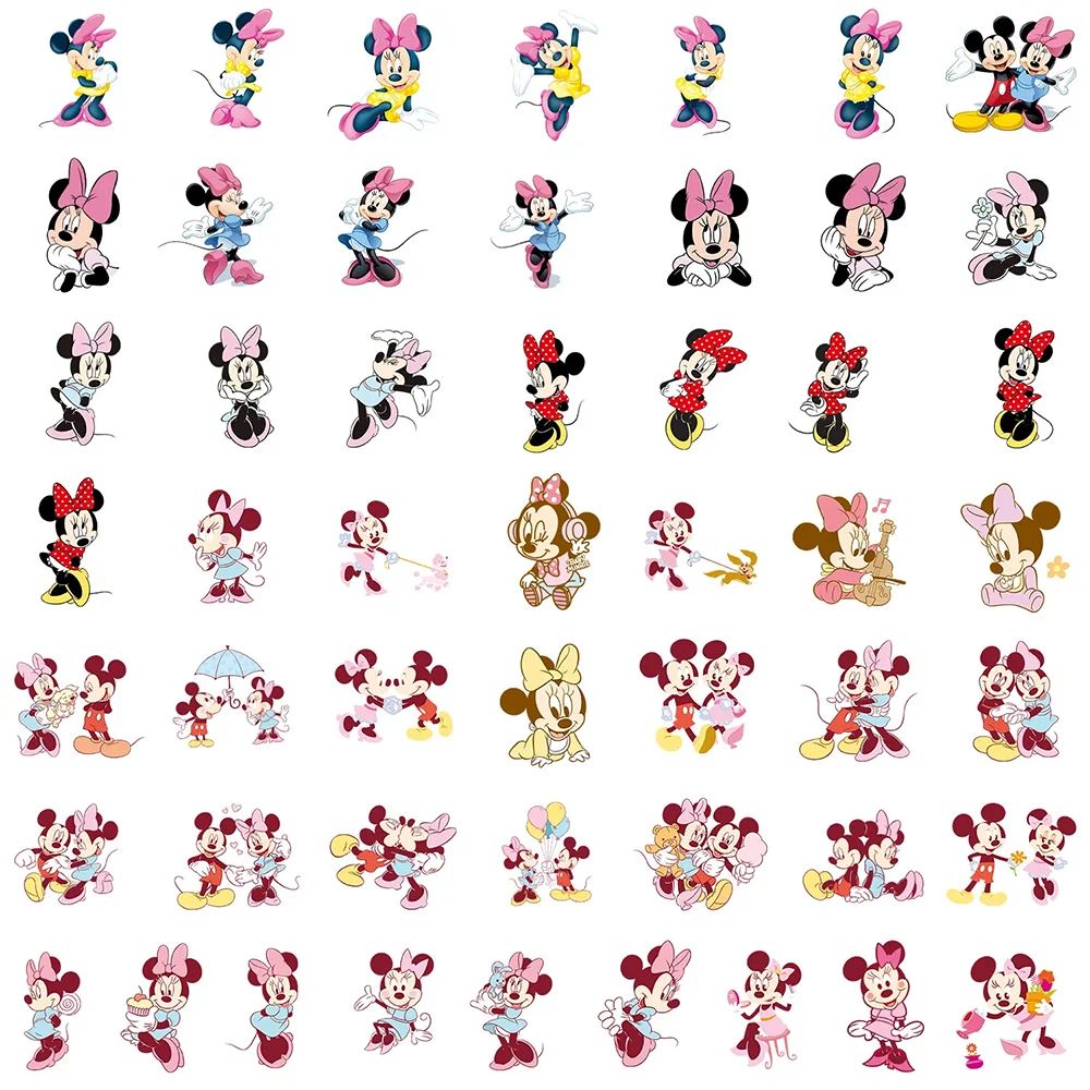 10/30/50PCS Disney Cartoon Mickey Mouse Minnie Stickers Toys DIY Notebook Phone Laptop Luggage Suitcase Wall Decals Kids Gifts