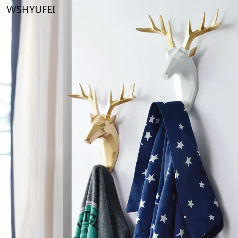 Deer head animal large punch-free clothes display rack hook coat rack rack interior decoration display key storage hook