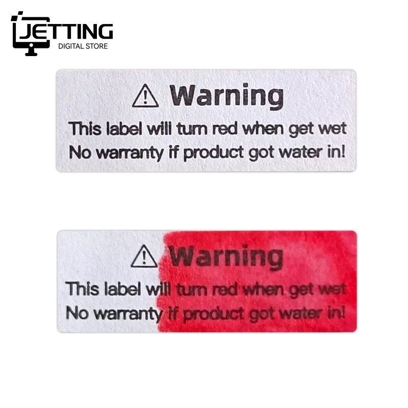 

Водочувствительная наклейка: при намокании становится красной, индикатор потенциального повреждения устройства, инструкция по действию при отмене гарантии, этикетка с датчиком жидкости.