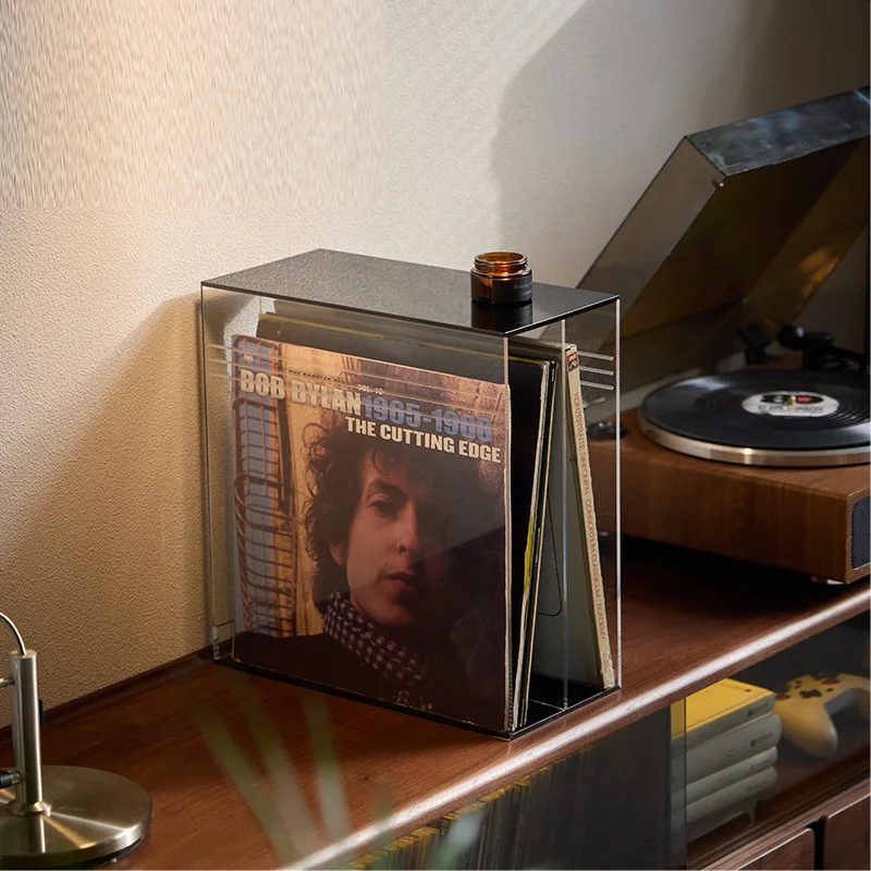 

Simple vinyl record storage rack acrylic album CD disc transparent storage box bedroom living room display rack