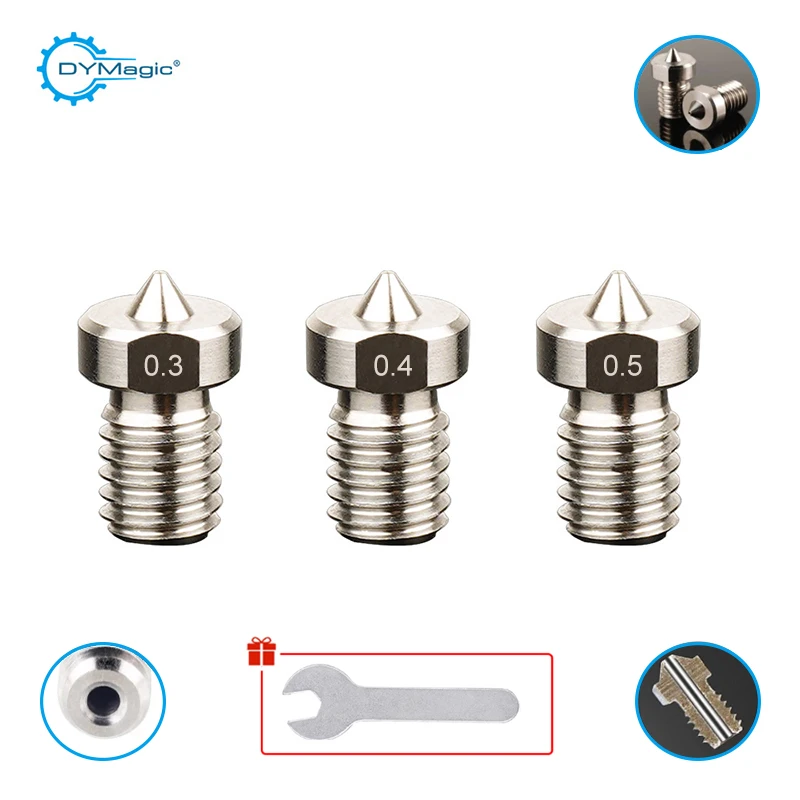 3PCS Titanium Alloy E3D V5 V6 Nozzle M6 Thread J-head Hotend Extruder 0.3mm 0.4mm 0.5mm 1.75mm Filament  3D Printer Parts