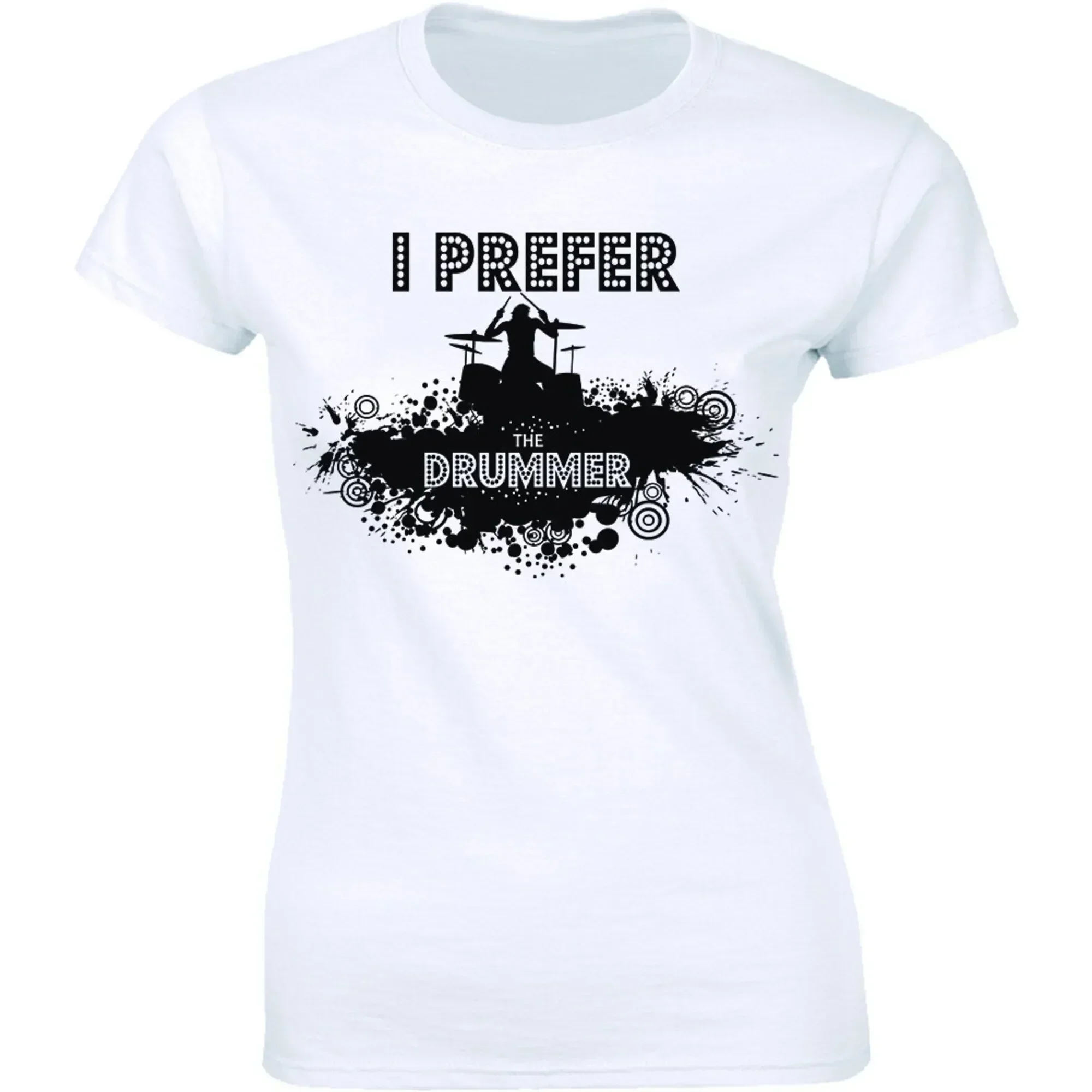 I Prefer The Drummer Womens Band Member T-shirt Rock Music Fan Drum Sticks Kit