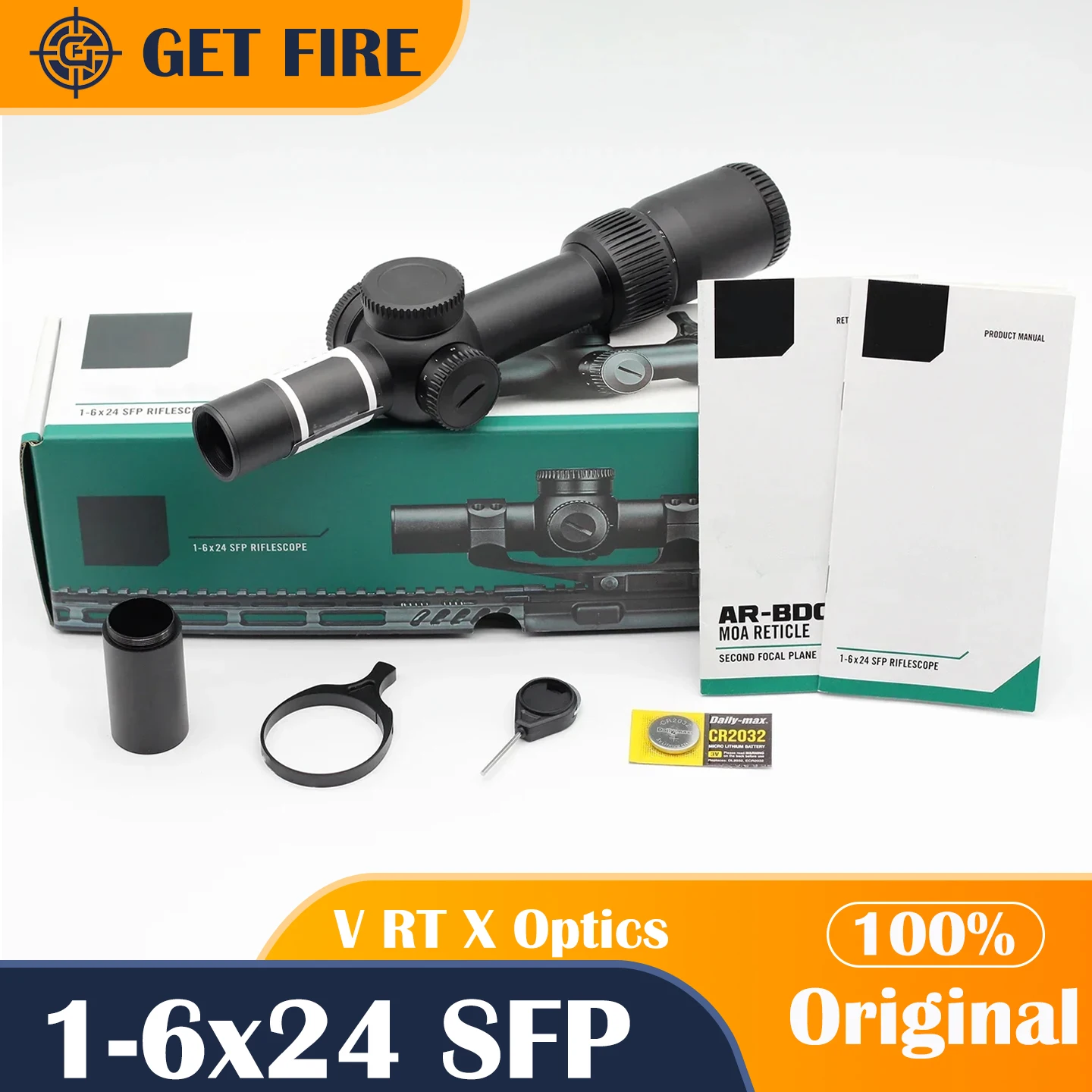 Mira telescópica táctica Original V * nomo 1-6x24 SFP AR-BDC3, bloqueo de torreta para caza con iluminación roja, diseño de amplio campo de visión