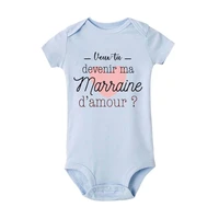 Do You Want To Be ma marraine imprimer bébé barboteuse marraine demande infantile body nouveau-né à manches courtes combinaison enfant en bas âge vêtements 8