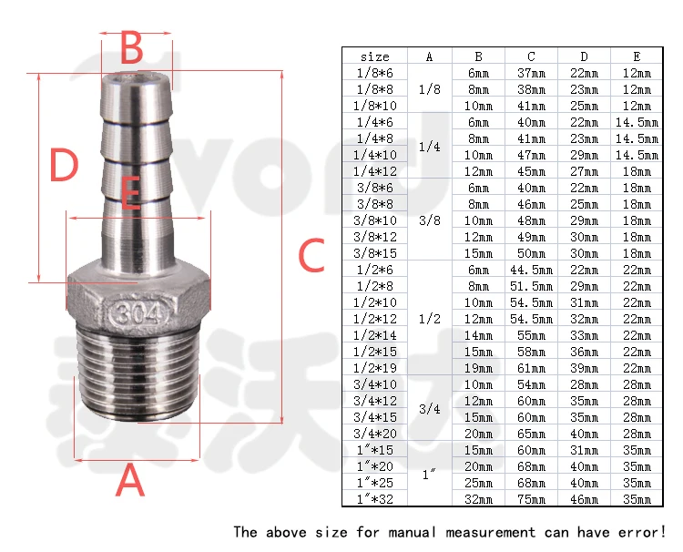 304 In Acciaio Inox Maschio Filettato Giunto Tubo Gomito Tubo Dell'acqua Riduttore Connettore Raccordo Per Tubi 1/4 "1/2" - 6 8 10 12 15 20 25 32mm