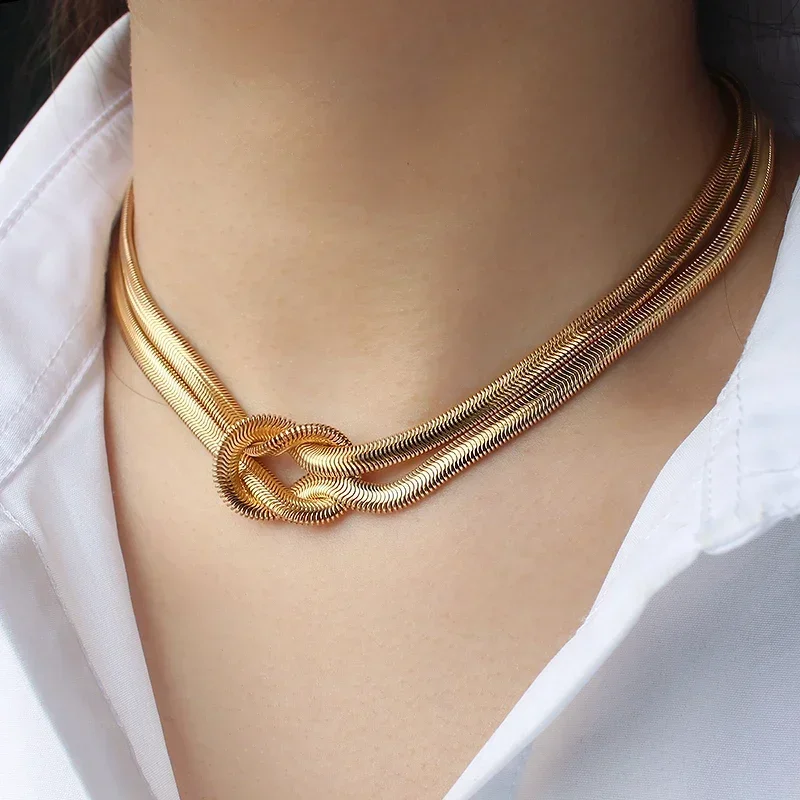 Women Novelty alloy necklace aesthetic Fashion tie a knot Pendants Jewelry Christmas Gift collares de moda mujer rebajas