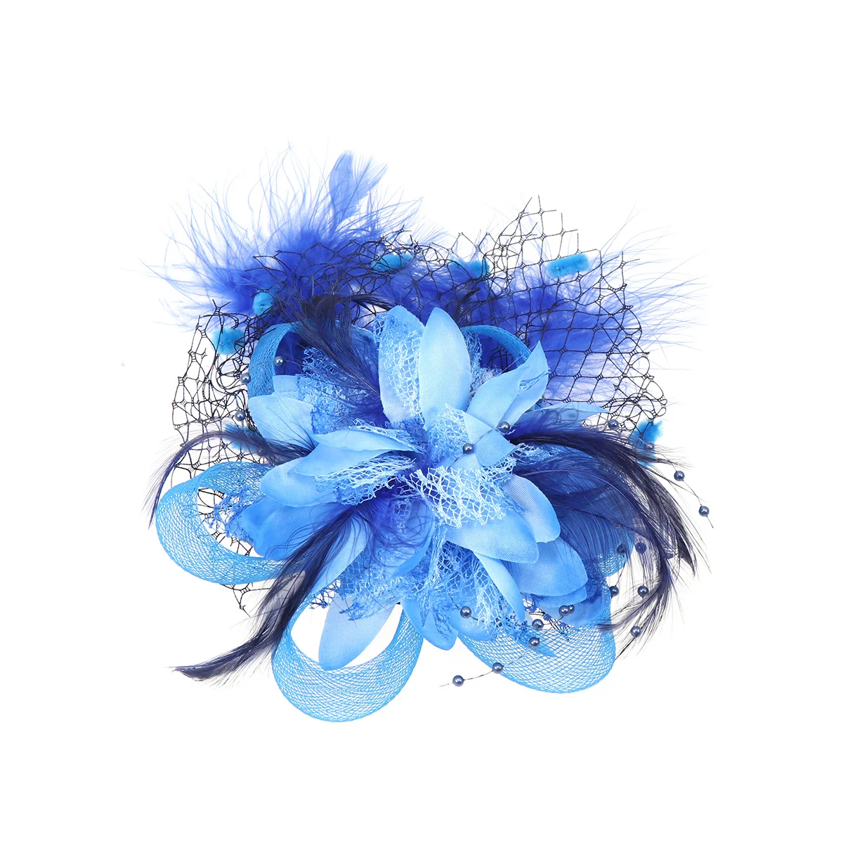 

Women Flower Hairclip Royal Blue Bridal Mesh Hairpins Wedding Bridal Headpiece Tea Party Women Fascinators Flower Hair Clip