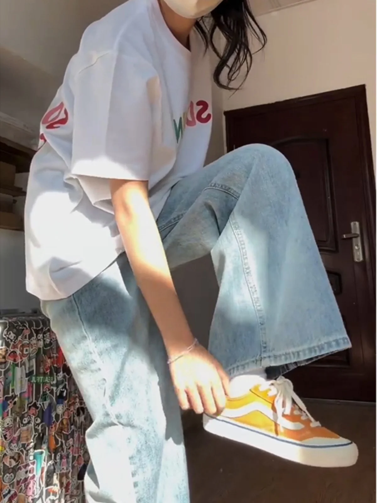 

Светло-голубые мужские джинсы в американском ретро-стиле, весенние, прямые, слегка расклешенные, CleanFit, молодежные, трендовые, износостойкие