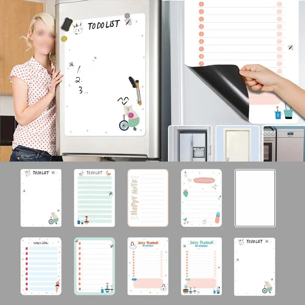 A3 A4 Fridge Magnet Daily & Weekly & Monthly Planner Whiteboard Self-adhesive Message Magnetic Refrigerator Bulletin White Board