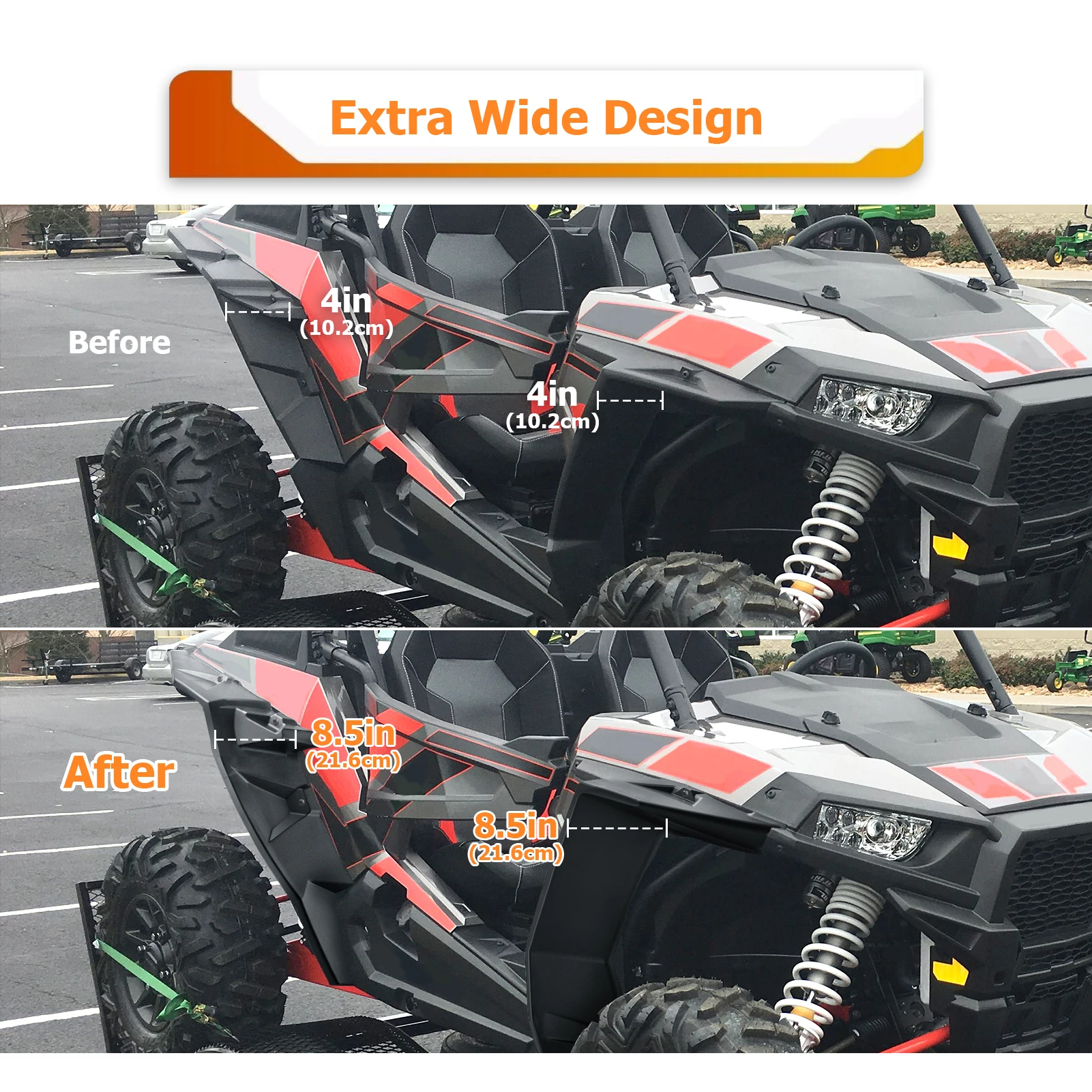 UTV Front Rear SUPER Extended Fender Flares Full Coverage Mud Guard Extensions Extenders for 2014+ Polaris RZR XP1000 Turbo S 4