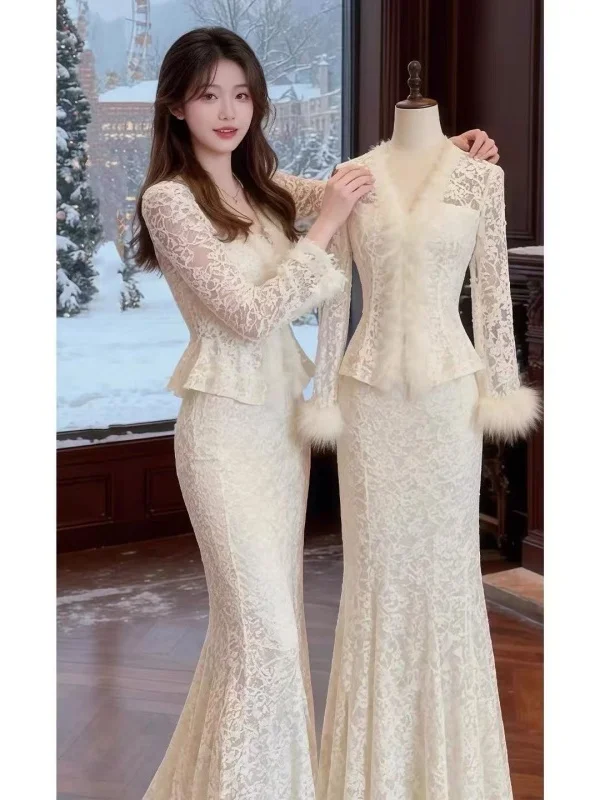 Delicate Rich Girl Autumn Winter Fashion Set Beautiful Elegant Long Sleeve Universal Fit Women's Suiting Ensemble