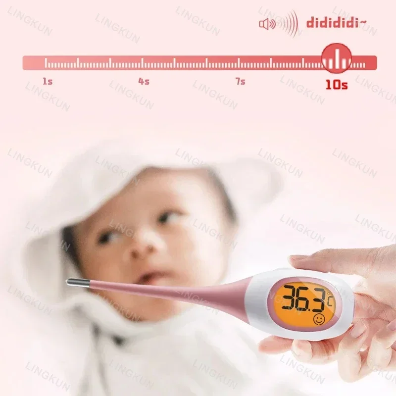 Silicone Fast 8S Thermometer for Fever Digital Infrared Basal Body Thermometer Oral Armpit Rectal Temperature LED Display