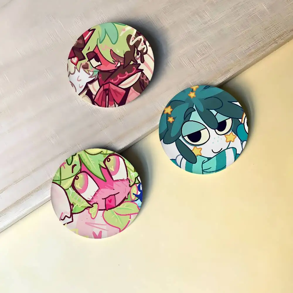 Horror Game D-Dandys World Sprout Badges Peripheral Lapel Pins Tinplate Round Brooch For Shoulder Bag Accessories Souvenir Gifts