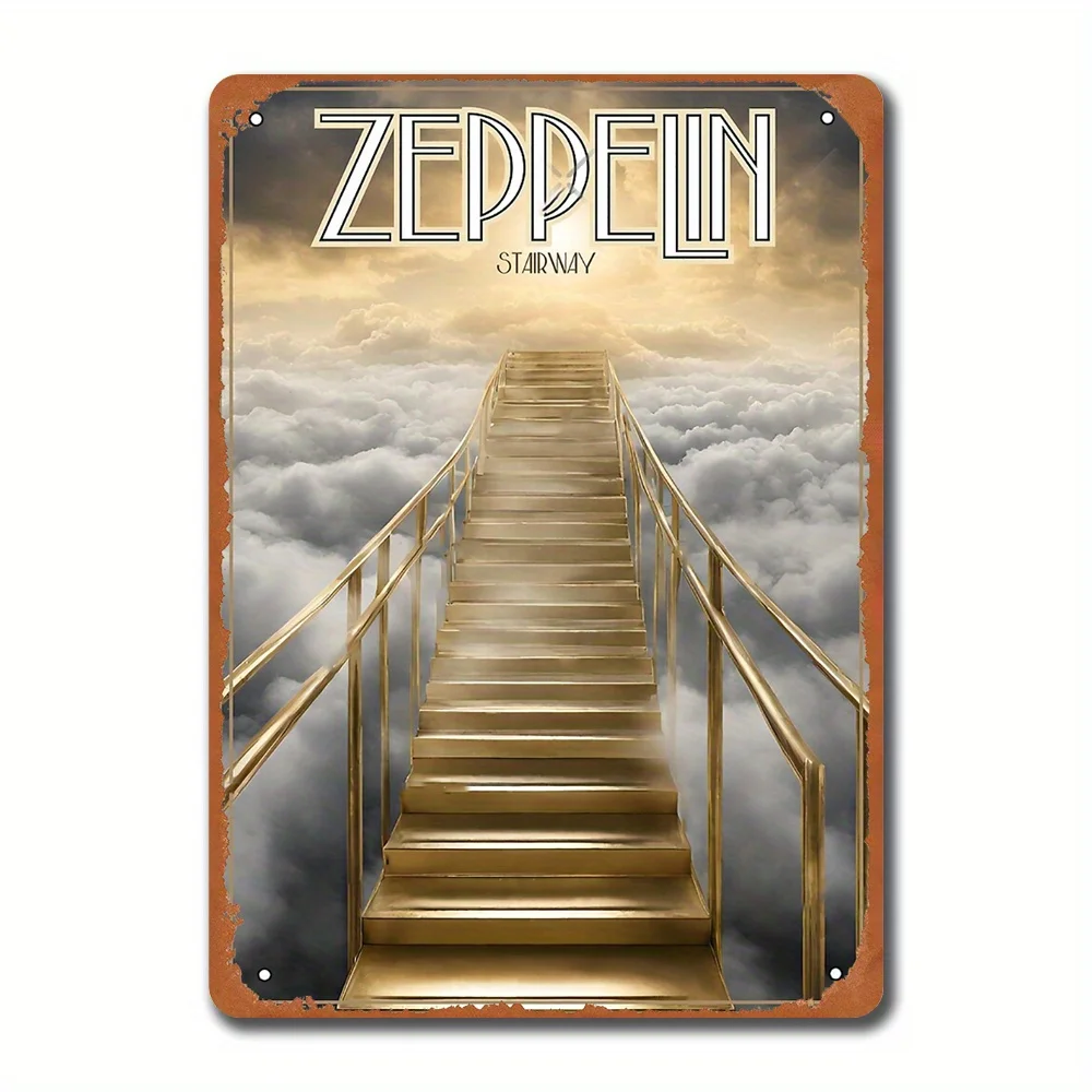 Stairway to Heaven Metal Tin Sign, Vintage Wrought Iron Wall Art, , Home Decor, Zeppelin Inspired, with No Electricity Needed, F
