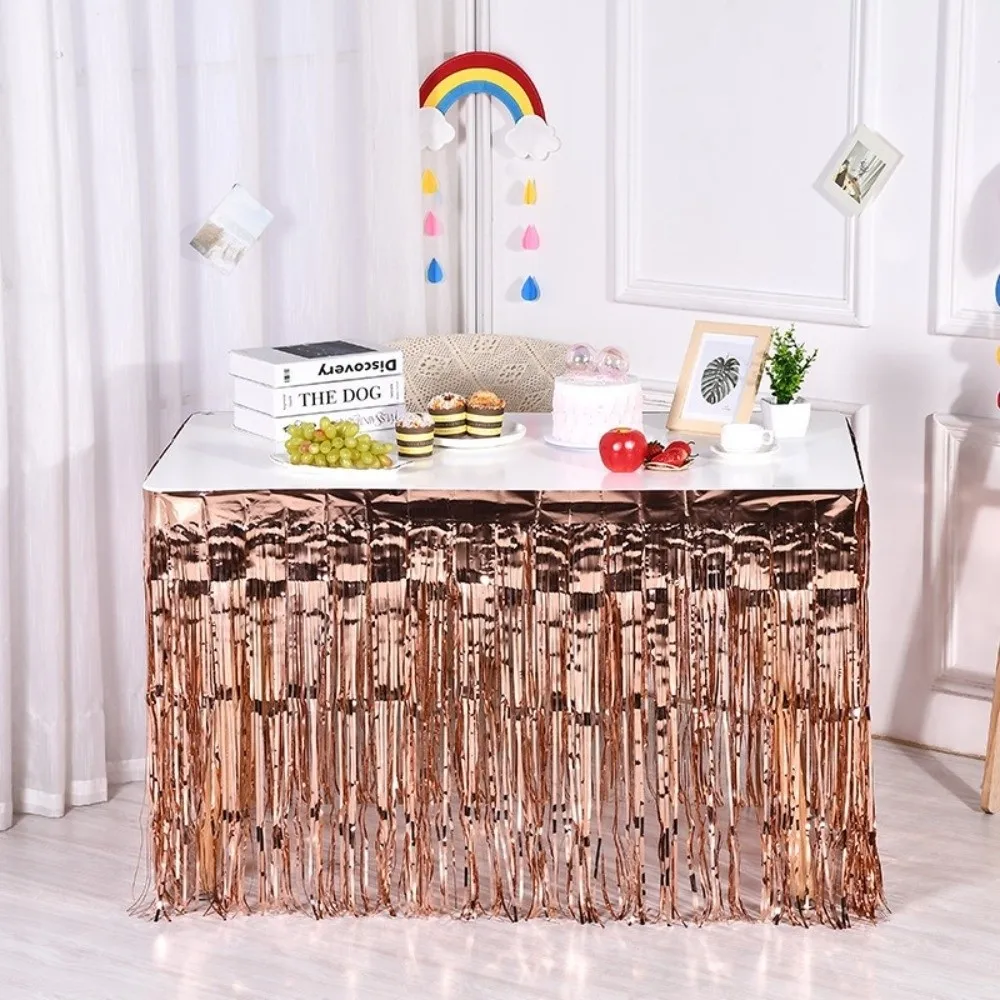 Colorful Table Skirt Multicolored 275*75cm Foil Fringe Curtains Tablecloths
