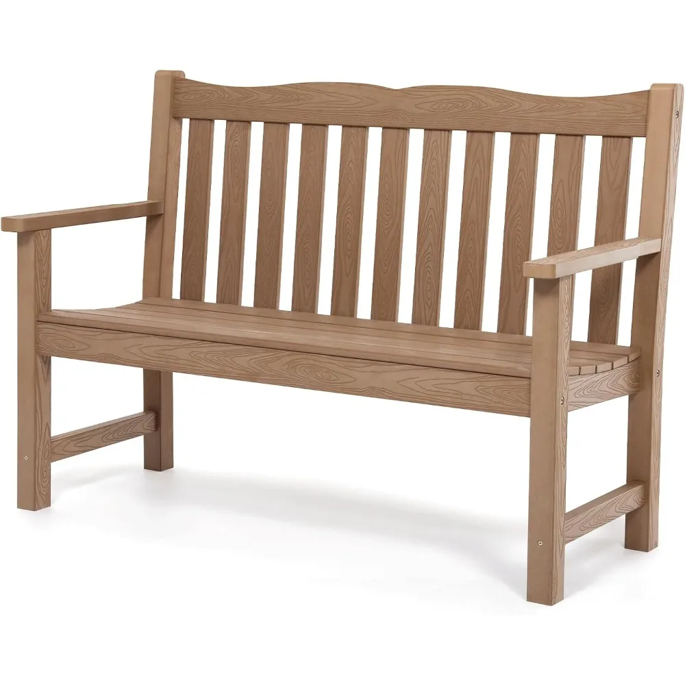 

Outdoor Bench, 2-Person Poly Lumber Garden Bench, All-Weather Outside Bench with 800 lbs Weight Capacity, Never Rot or Fade, Loo