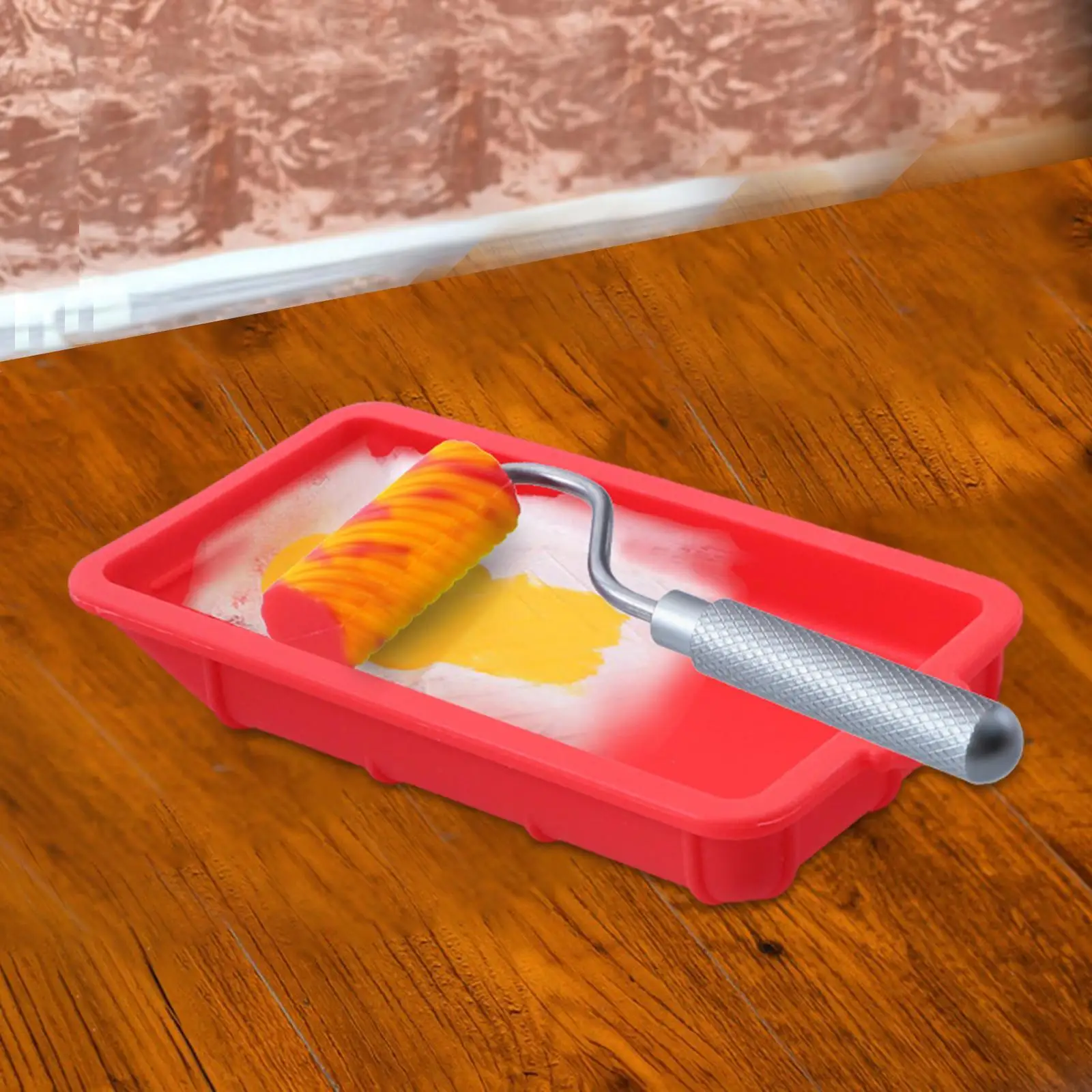 Paint Tray with Roller Silicone Tray Household Home Painting Supplies Home Improvement Wall Decor Paint Roller Tray Kit Reusable
