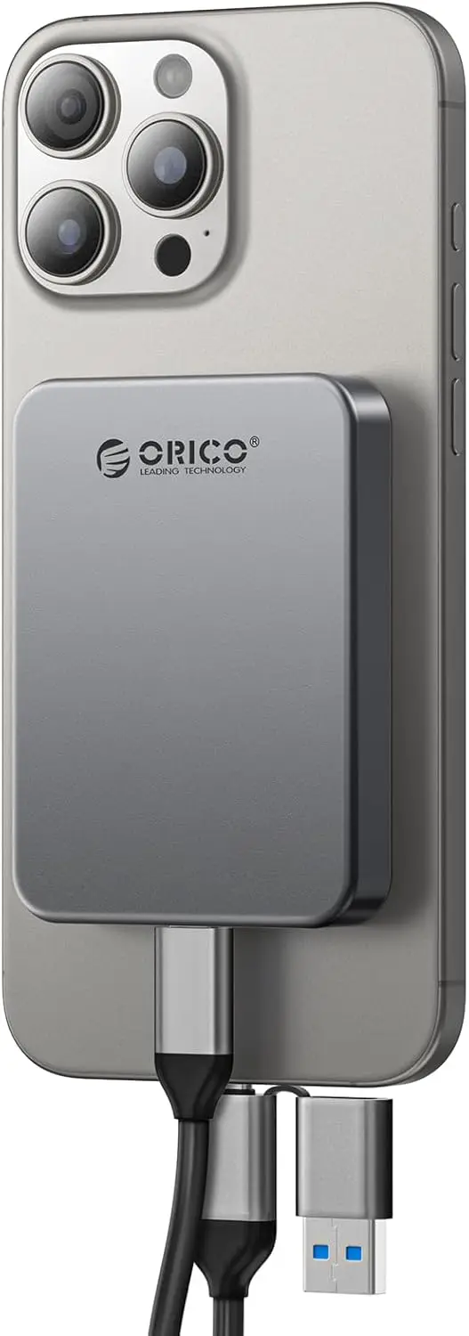 Magnetic Portable SSD, 4K 120fps ProRes, 460MB/s, USB-C&A, External SSD for iPhone 16 Pro Max, Tablet, Computer