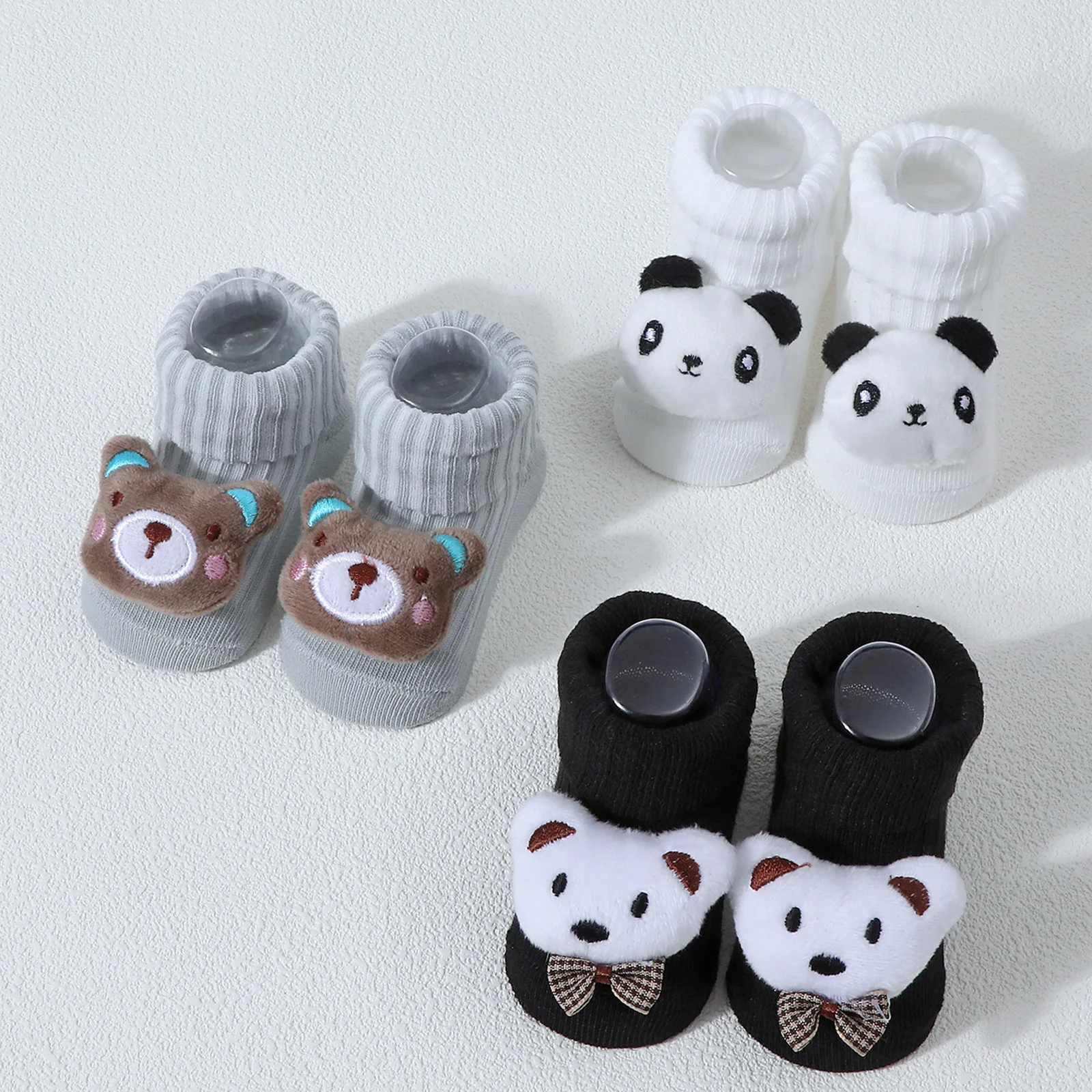 

3Pairs Cartoon Bear Children's Socks Autumn Winter Baby Soft Cotton Mid Sock Boys Girls Breathable Thin Cute Sock Kids Socks