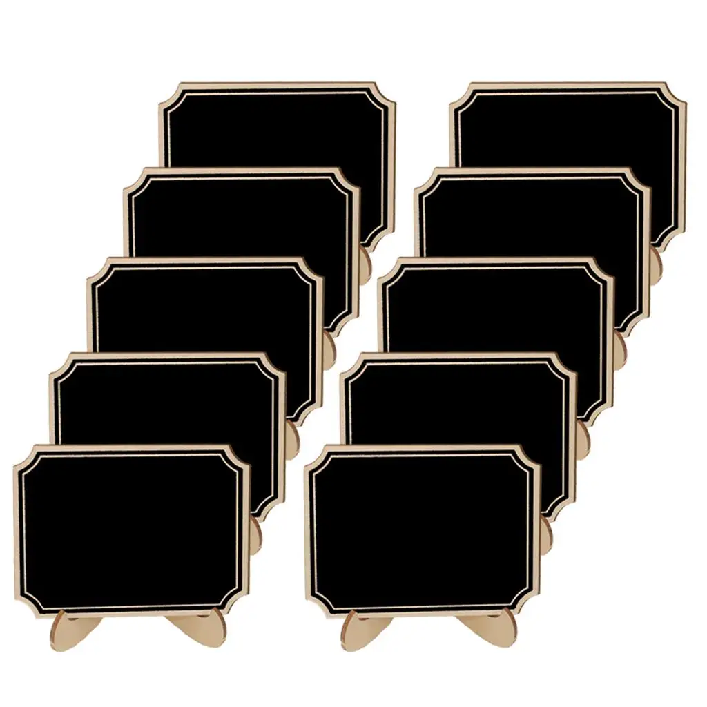 10 Pieces Wooden Table Blackboard Chalkboard for Wedding Table Decoration 10x7.5cm