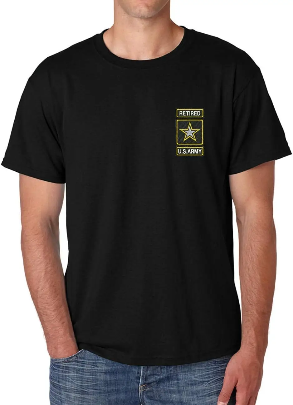 ALLNTRENDS Men's T Shirt USA Retired Army Embroidered Military US Army Shirt