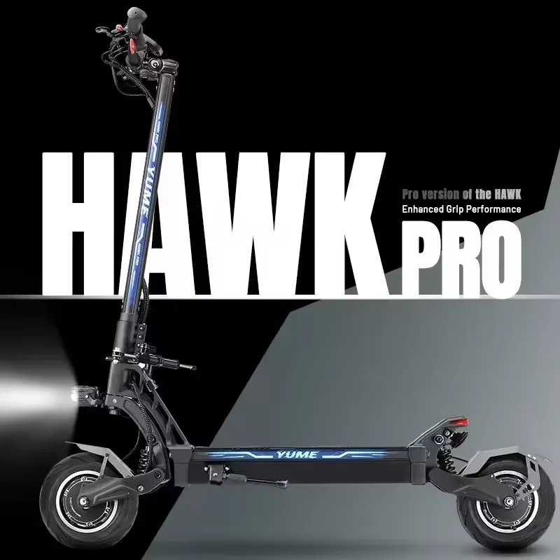 Yume Hawk Pro 6000W Elektroroller mit Doppelmotor, Daumengashebel, NFC-Display, Höchstgeschwindigkeit 85 km/h, 60V-30AH Batterie, maximale Reichweite 100 km
