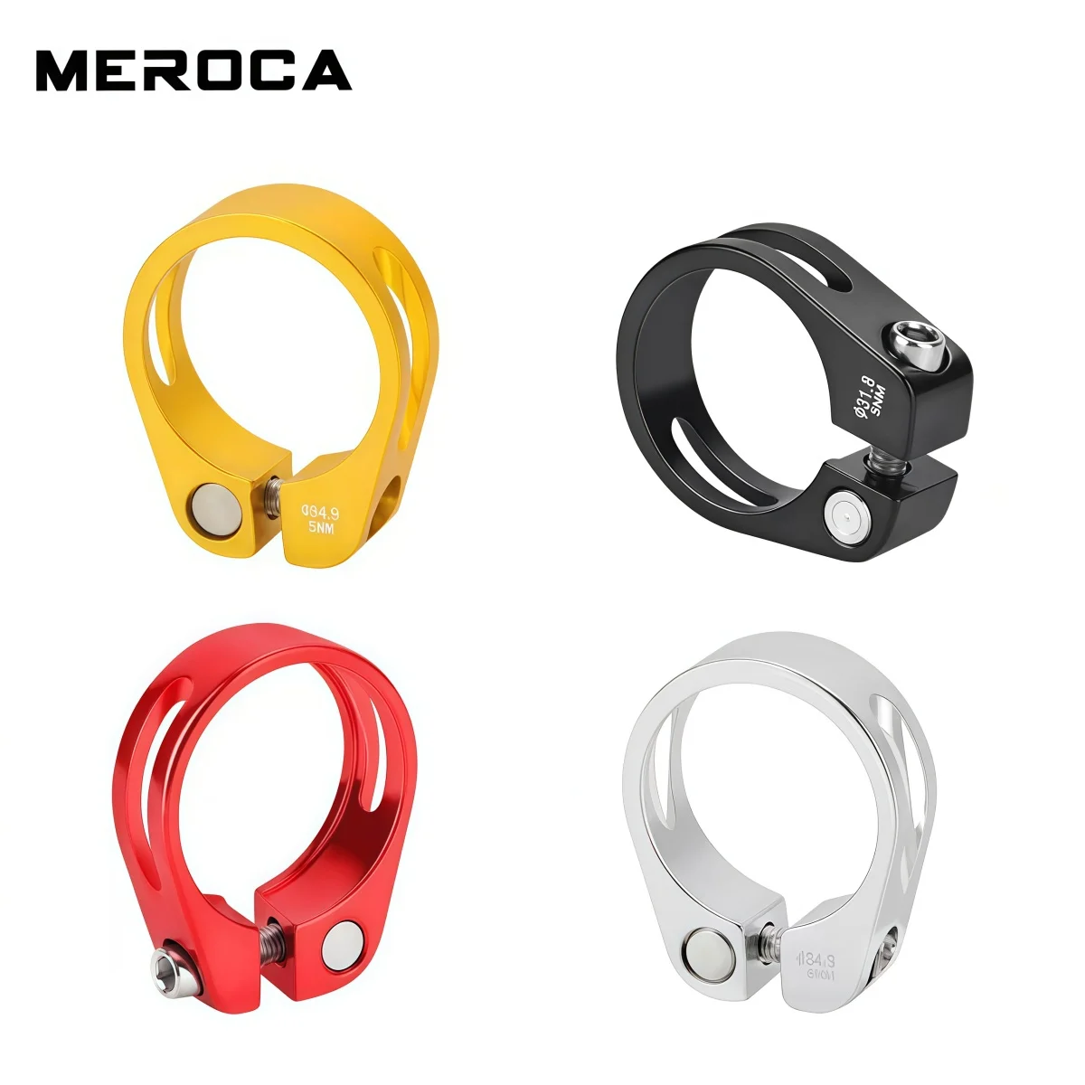 MEROCA Lightweight Alloy Bike Seat Post Clamp - 31.8mm / 34.9mm For Road & MTB Seatpost Clamp ( Red Black Silver Gold )