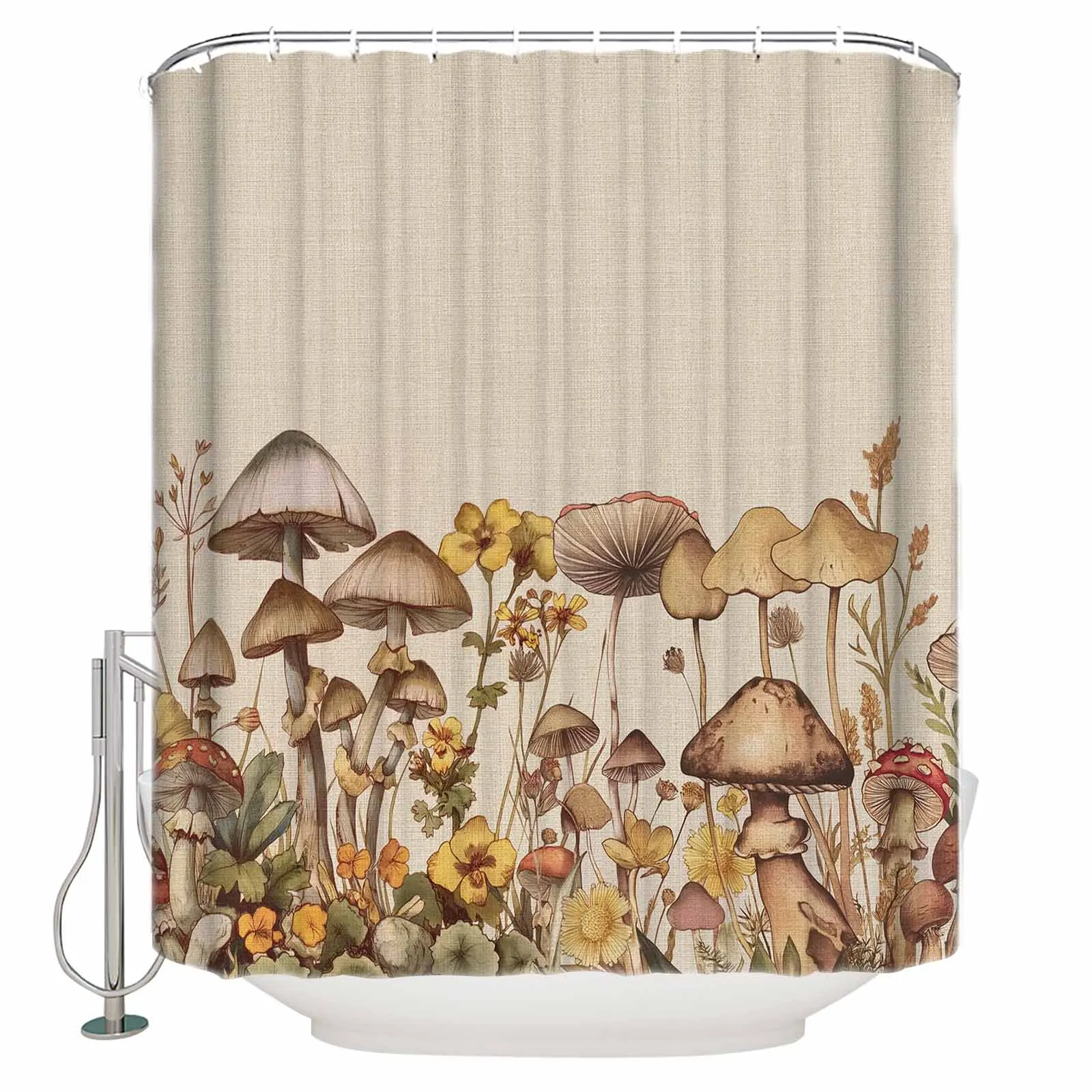 Plant Mushroom Flower Daisy Shower Curtains Waterproof Bath Curtains Home Decor Modern Luxury Bathroom Curtain