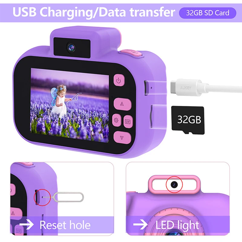 4000W Kids Camera Digital Toy Children Camera High Definition Front Rear Dual Camera 2 Inch HD IPS Screen USB Charging Recommend