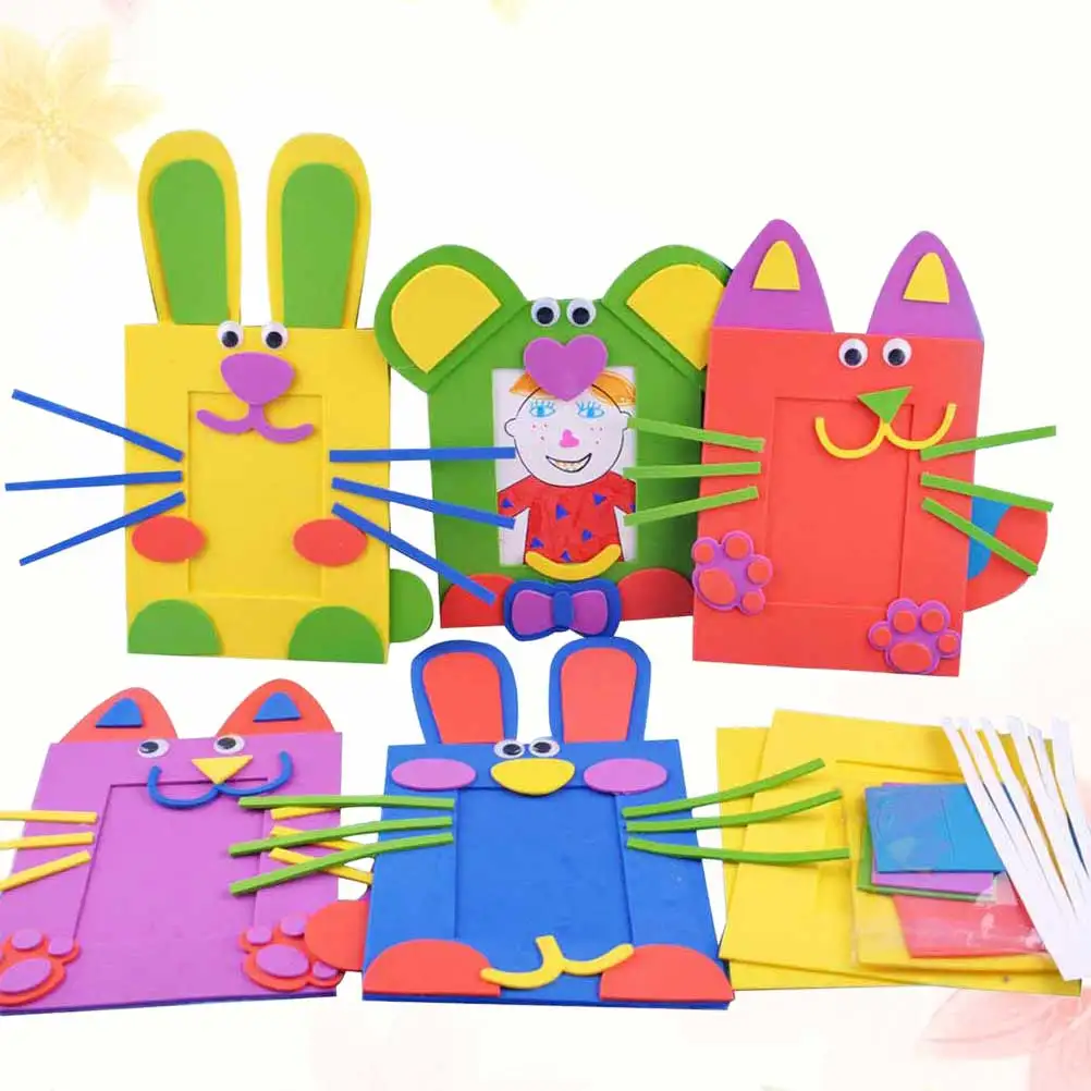 صياغة لوازم DIY للأطفال إطار صور مصنوع يدويًا حقيبة مواد تعليمية ممتعة مجموعة فنية للأطفال المهارات الحركية الدقيقة #4